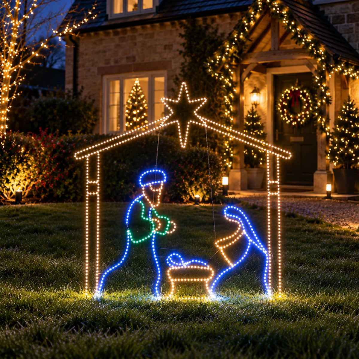 1.2m Nativity Scene Outdoor Christmas Silhouette Light