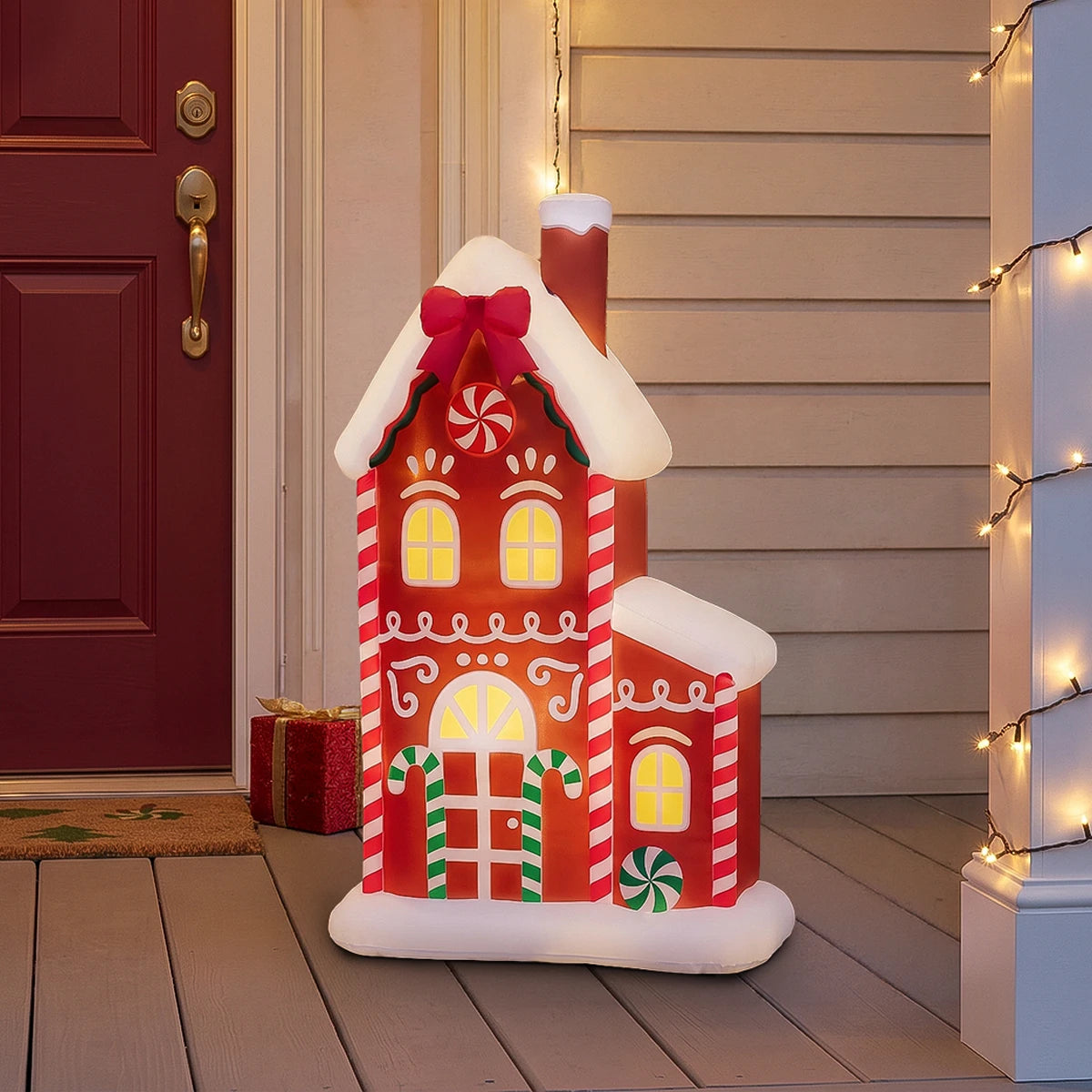 61cm Gingerbread House Blow Mould Outdoor Figure Retro Christmas Light