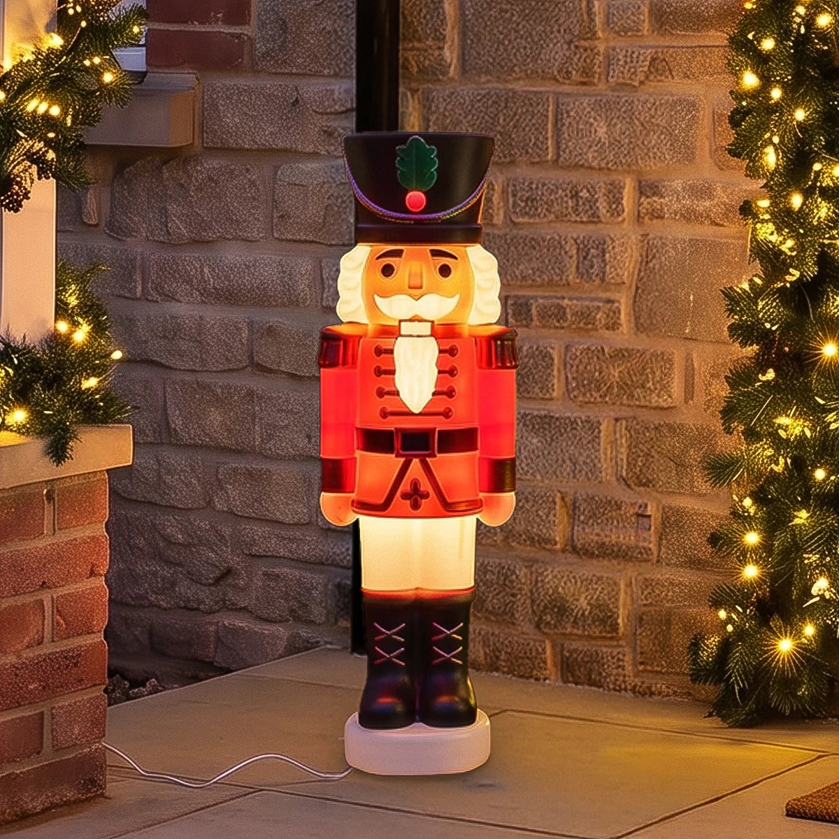 61cm Nutcracker Blow Mould Outdoor Figure Retro Christmas Light