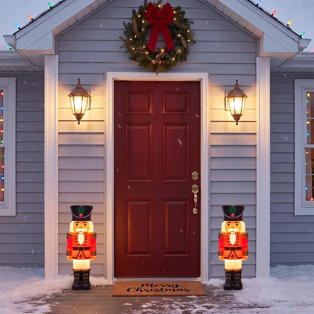 61cm Nutcracker Blow Mould Outdoor Figure Retro Christmas Light