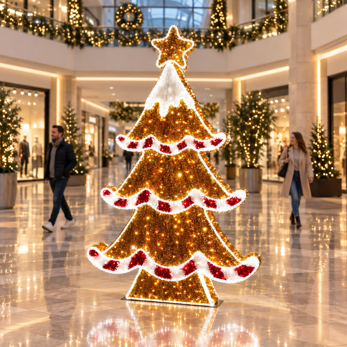 2.5m LED Gingerbread Tinsel Christmas Tree