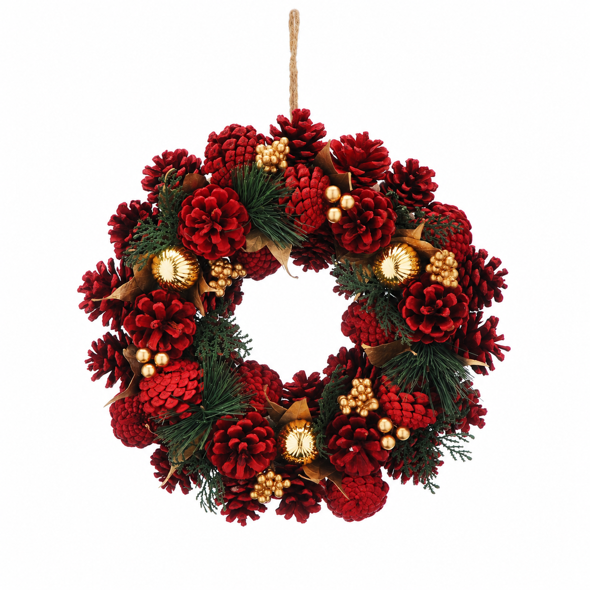 36cm Burgundy & Gold Berries Autumn Wreath