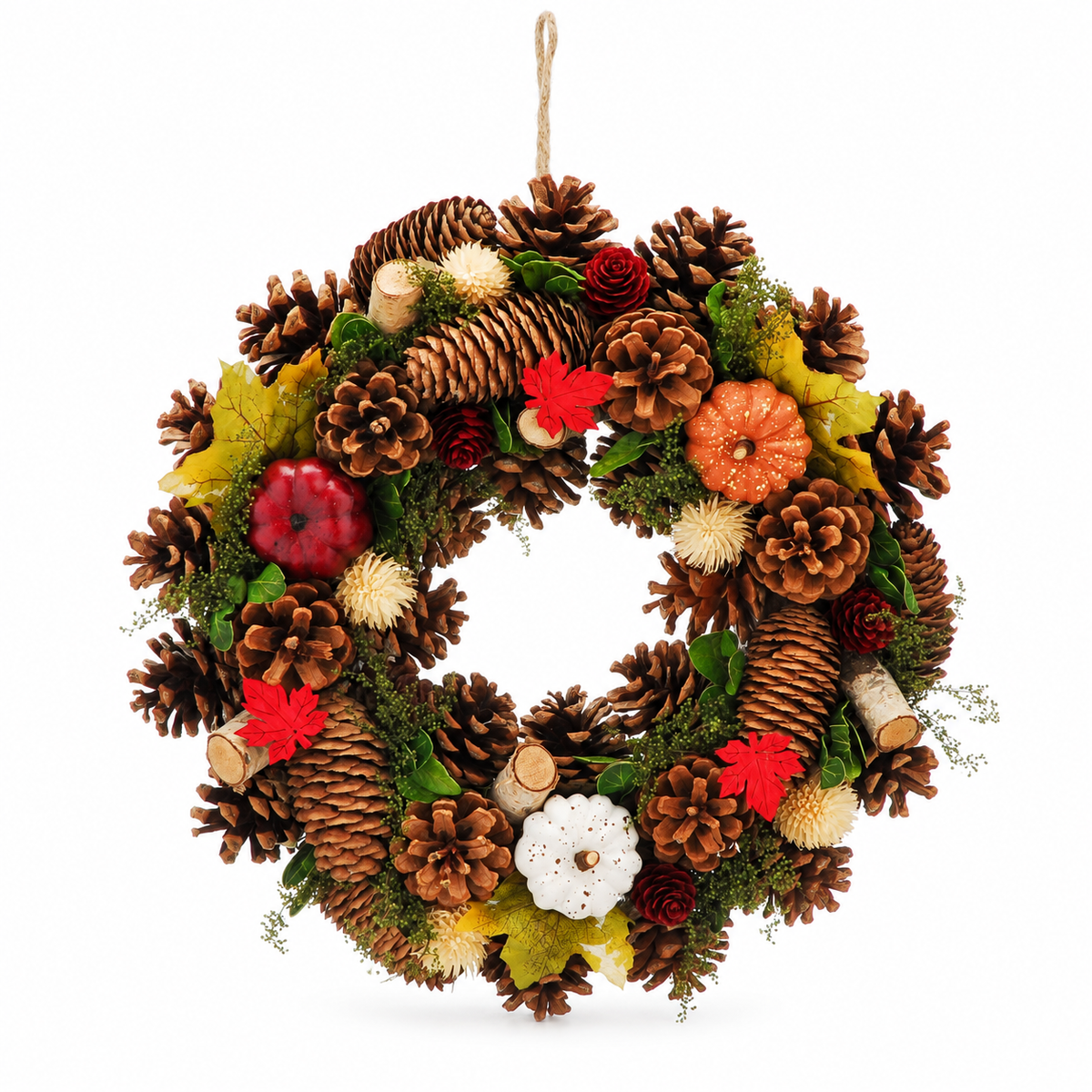 36cm Autumn Pumpkin Maple Leaves Wreath