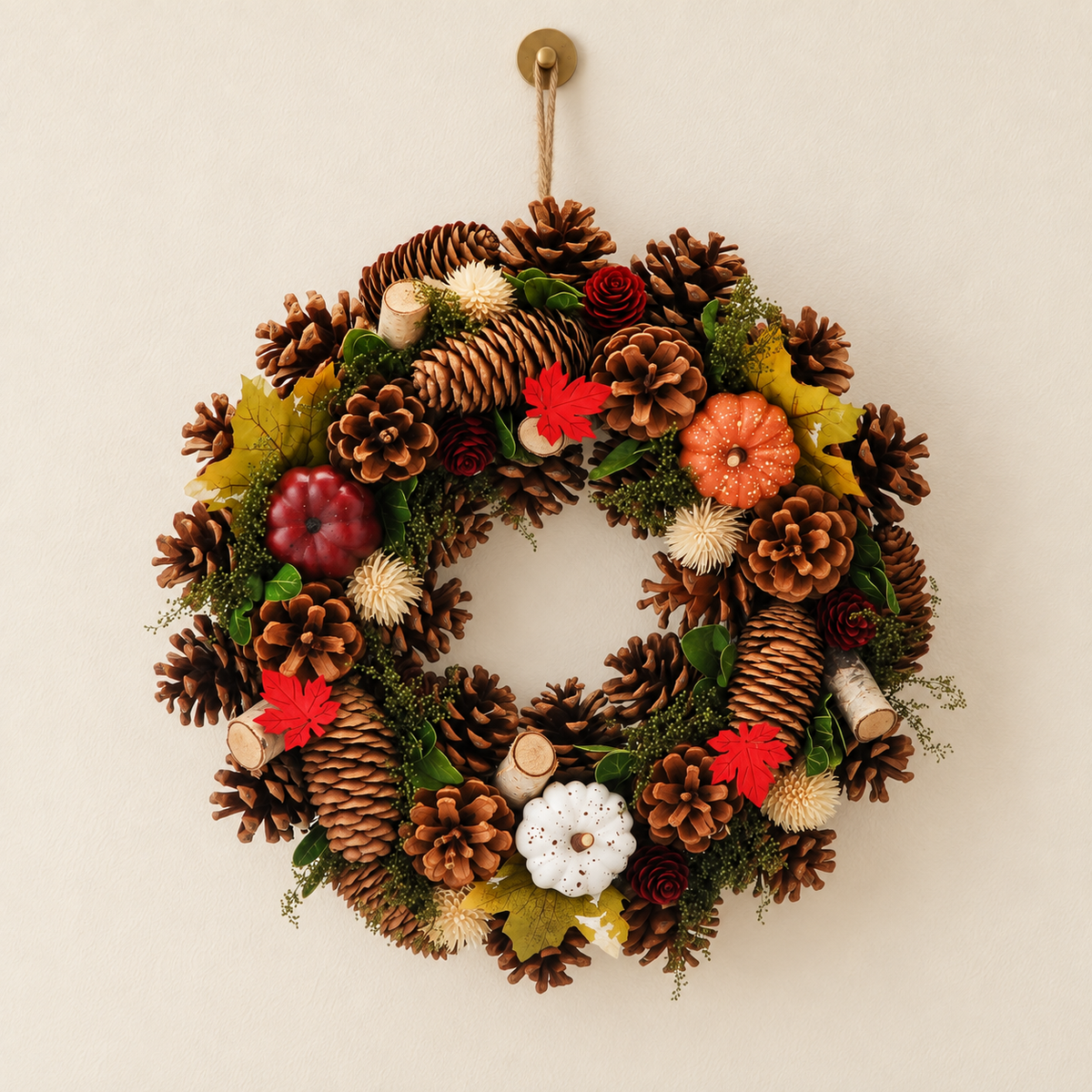 36cm Autumn Pumpkin Maple Leaves Wreath
