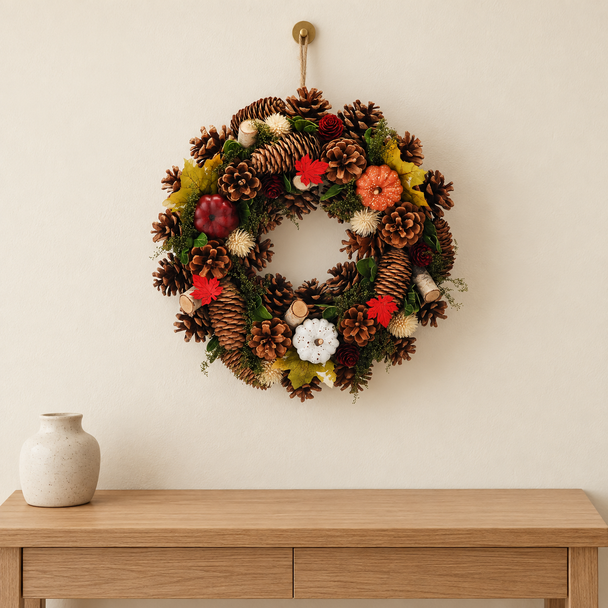 36cm Autumn Pumpkin Maple Leaves Wreath