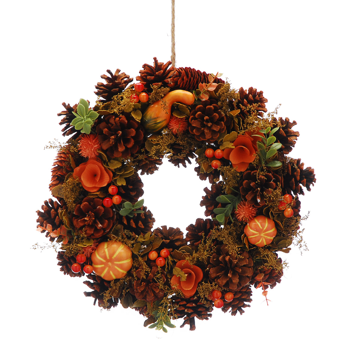 36cm Orange & Brown Autumn Pumpkins Wreath