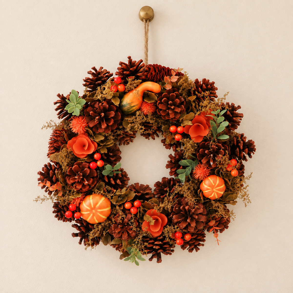 36cm Orange & Brown Autumn Pumpkins Wreath