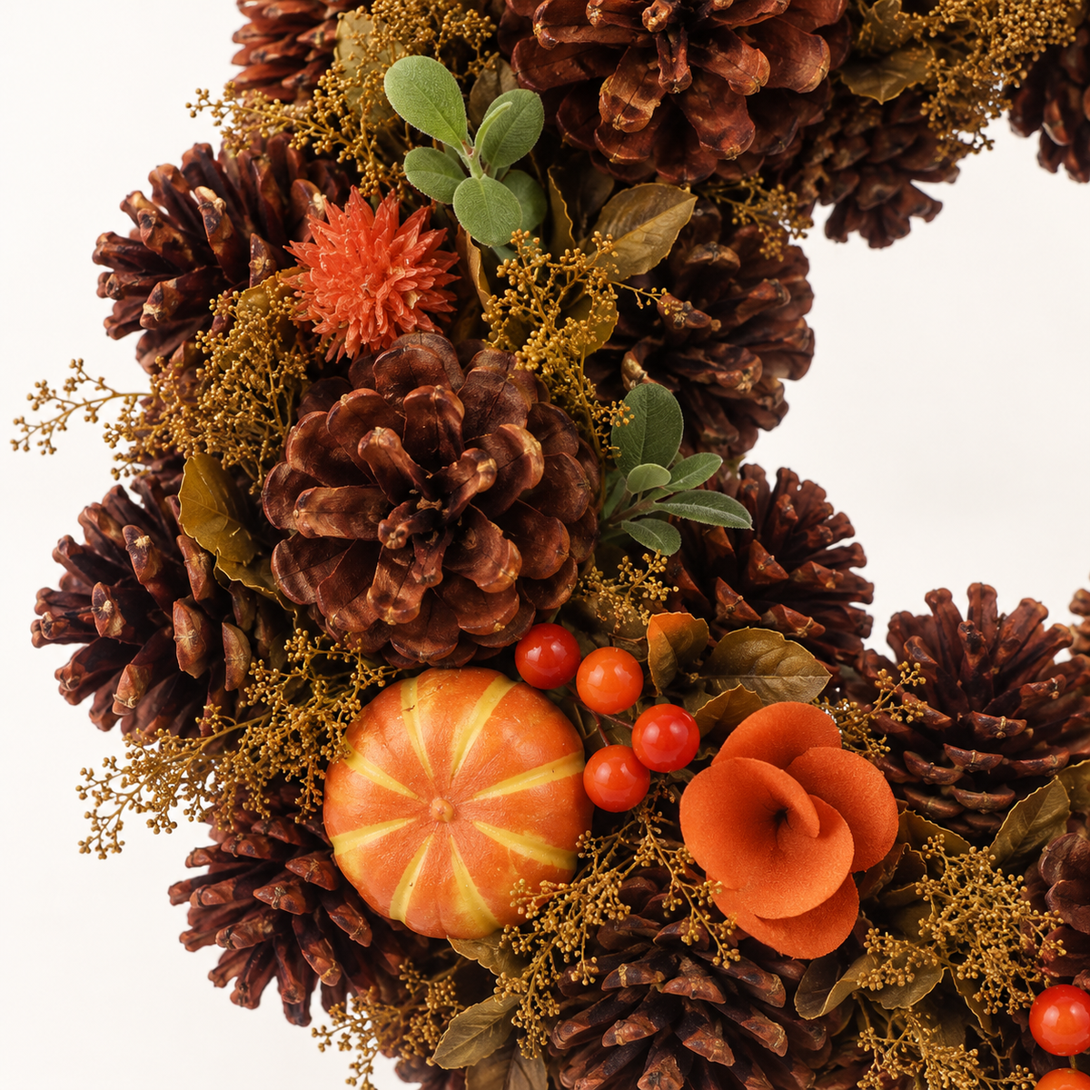 36cm Orange & Brown Autumn Pumpkins Wreath