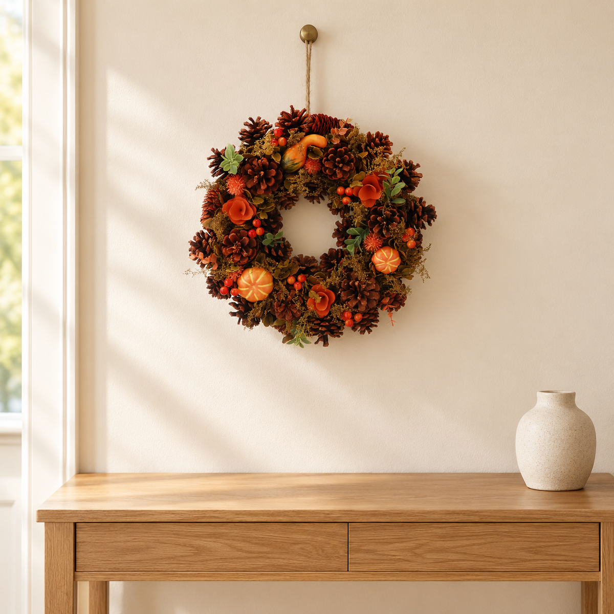 36cm Orange & Brown Autumn Pumpkins Wreath