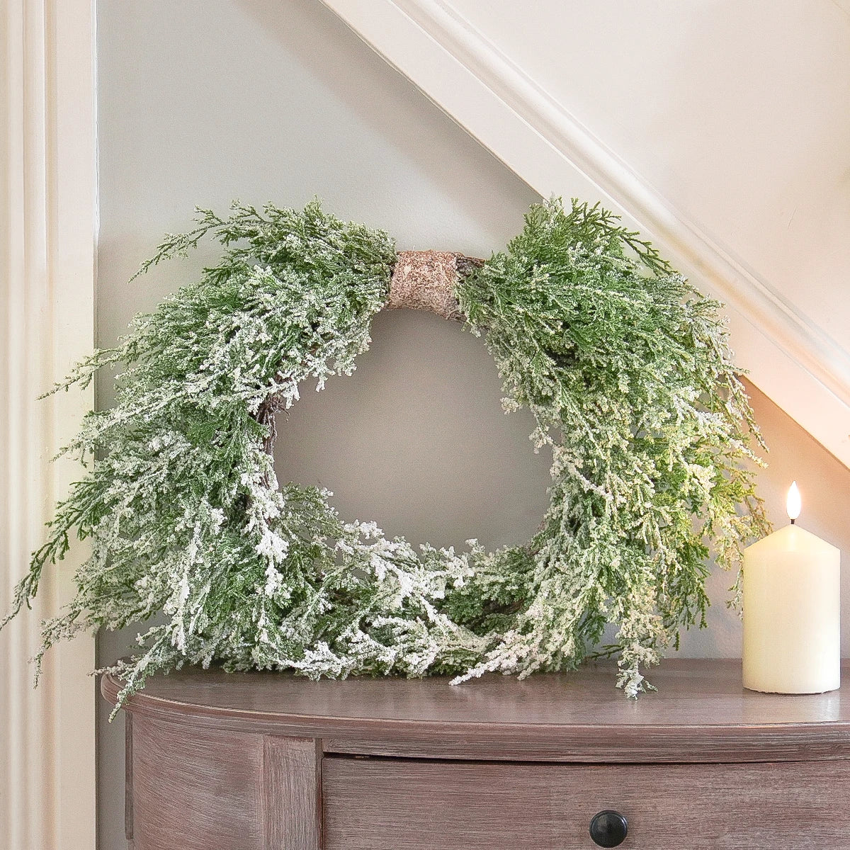 61cm Snowy Heart Christmas Wreath