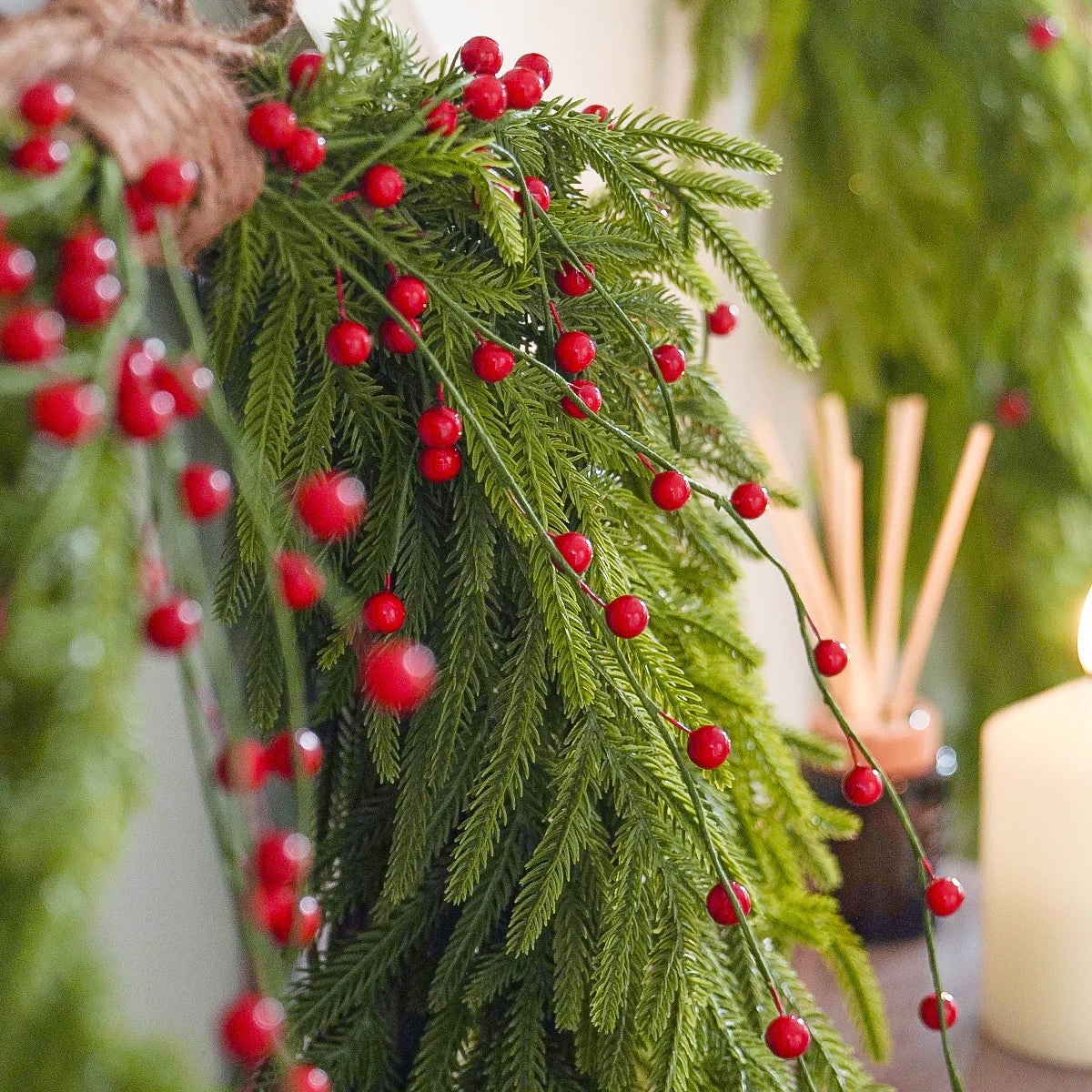 61cm Green Spruce & Red Berry Christmas Heart Wreath