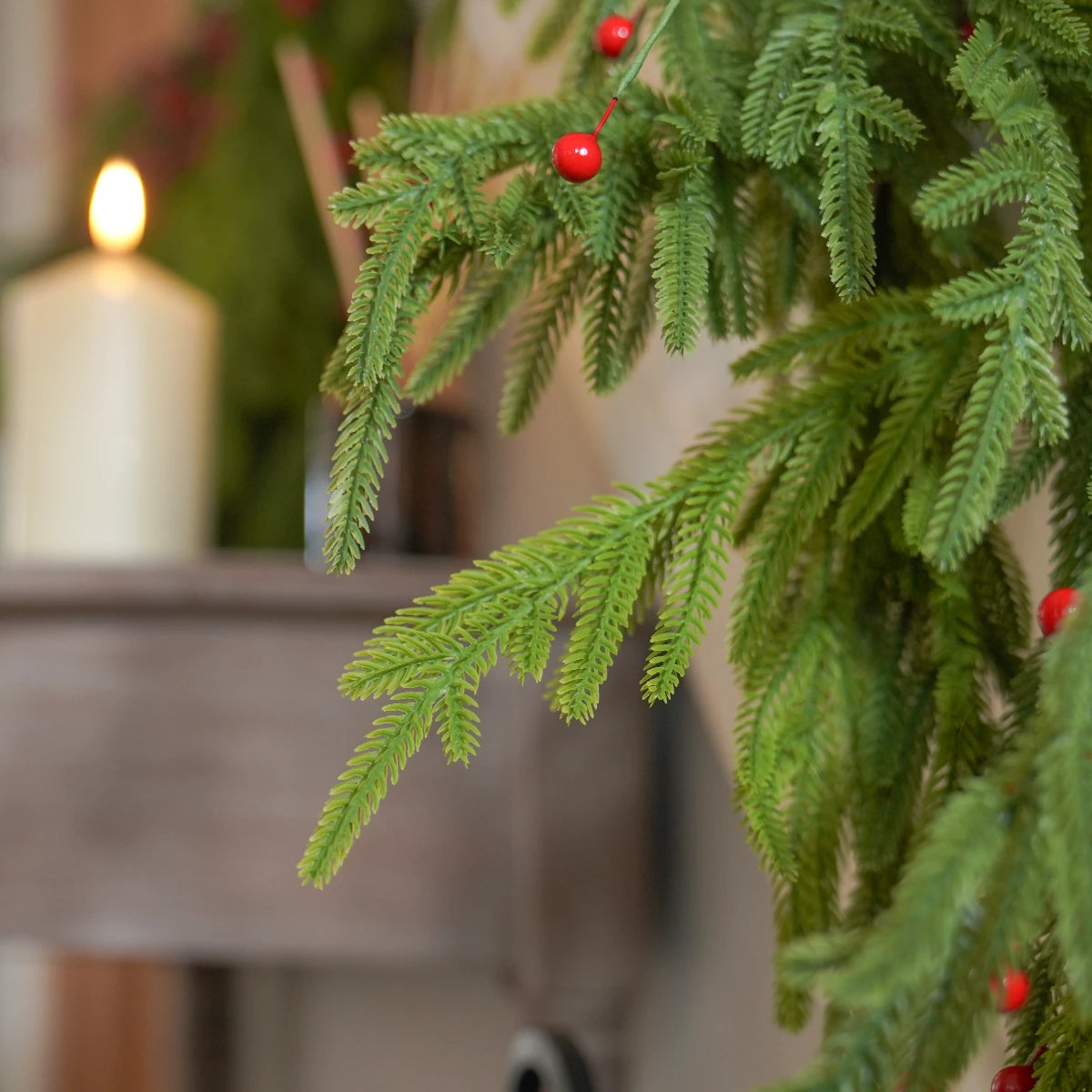 1.5m Norfolk Pine Christmas Garland with Red Berries
