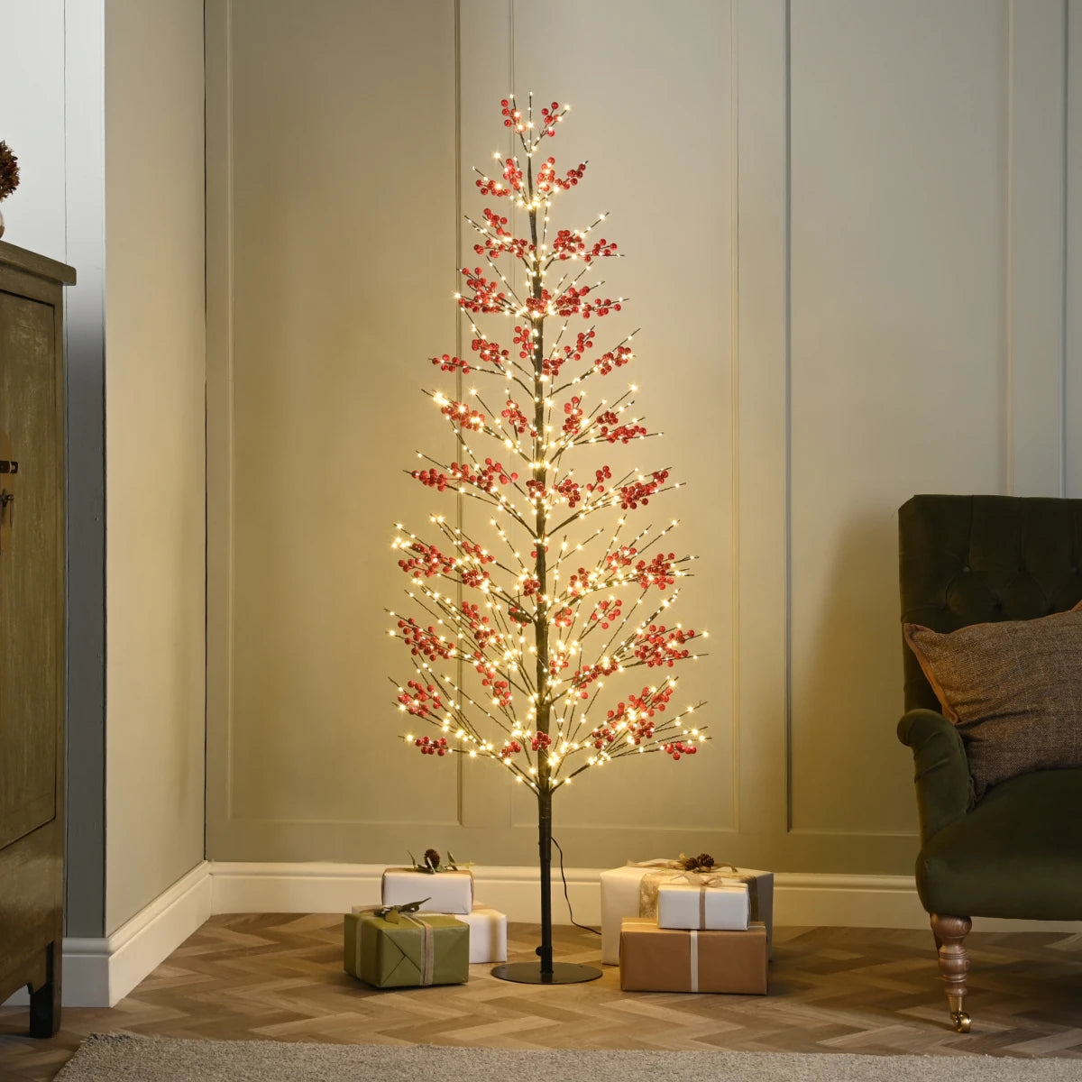 Outdoor Microdot Twig Tree with Red Berries