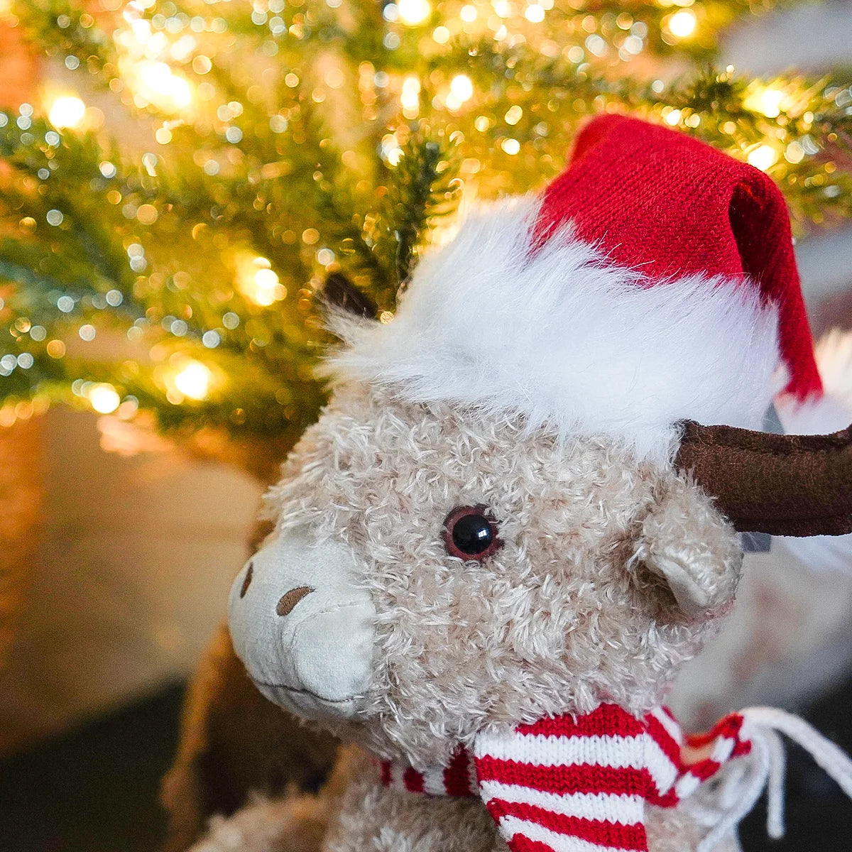 27cm Plush Sitting Highland Cow Red Hat
