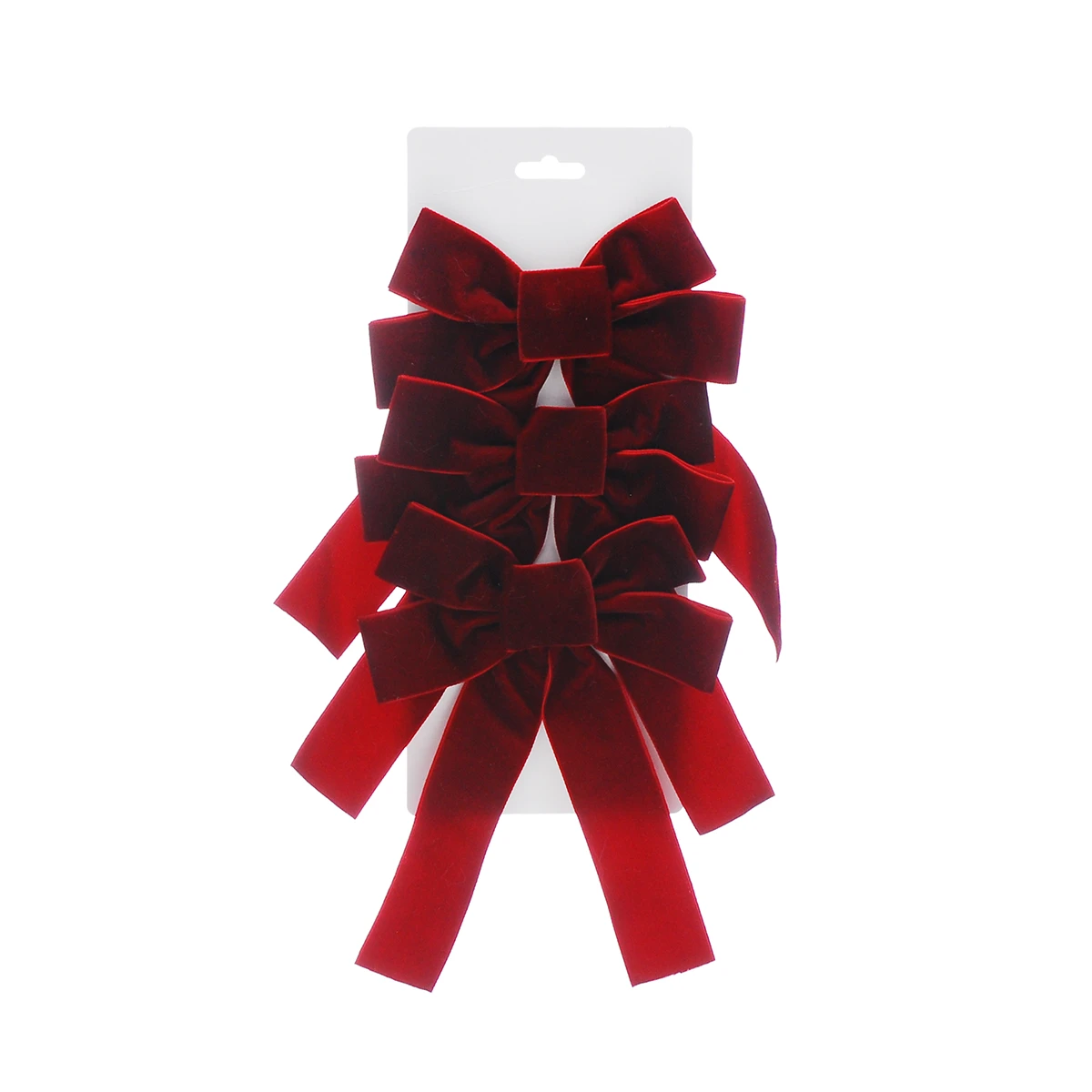 3 x Red Velvet Bows for Christmas Tree