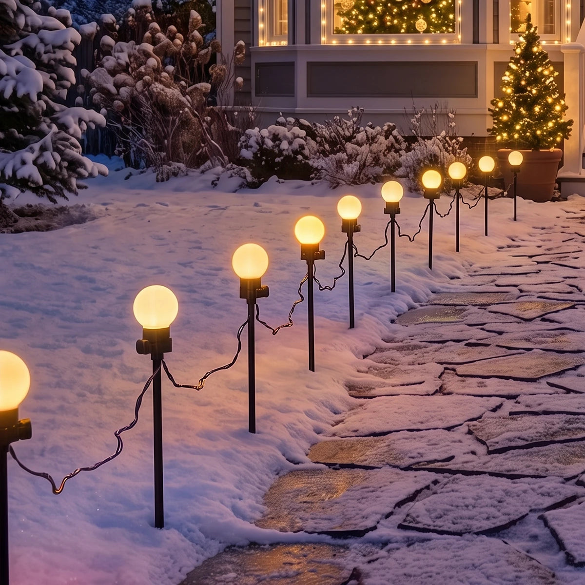 10 Colour Changing LED Ball Christmas Stake Lights 33cm