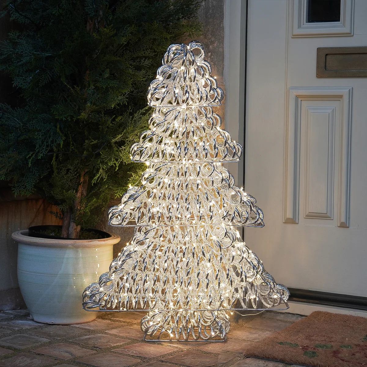 60cm LED Tree Outdoor Christmas Decoration Silver Twist