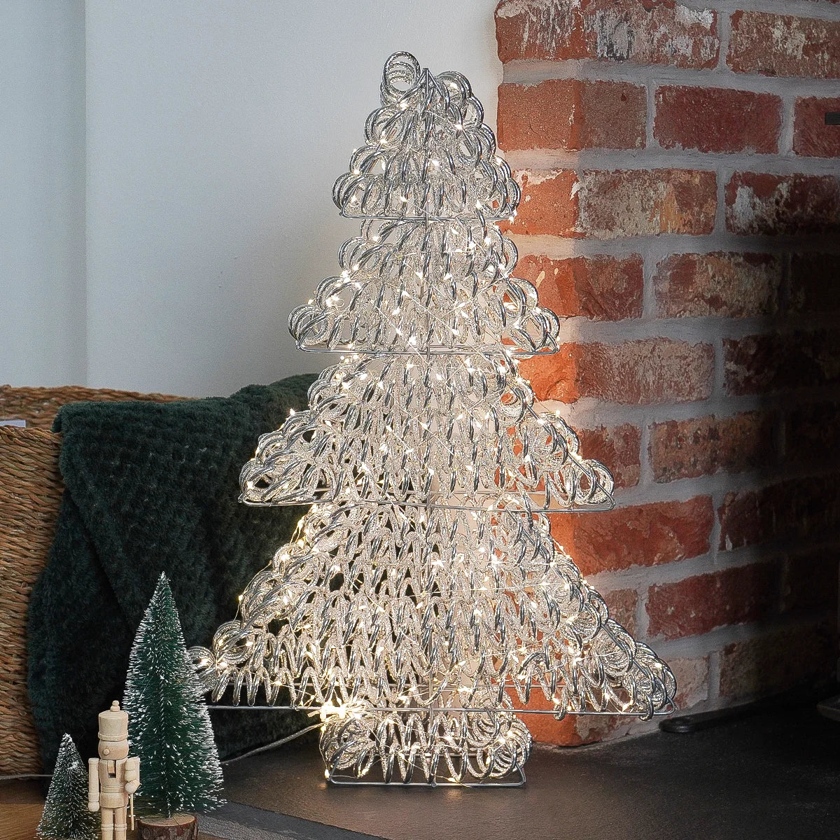 60cm LED Tree Outdoor Christmas Decoration Silver Twist