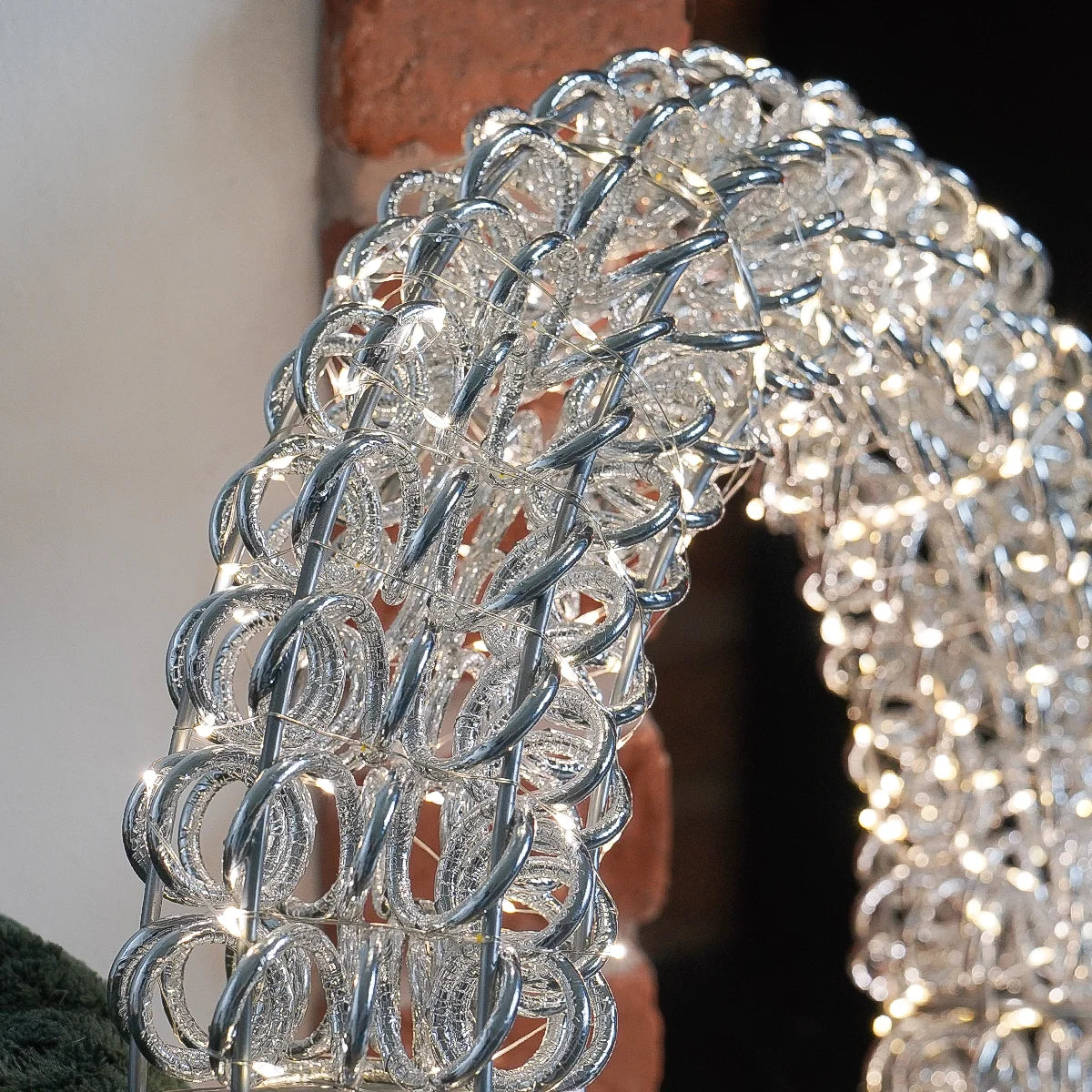 50cm LED Outdoor Wreath Christmas Light Silver Twist