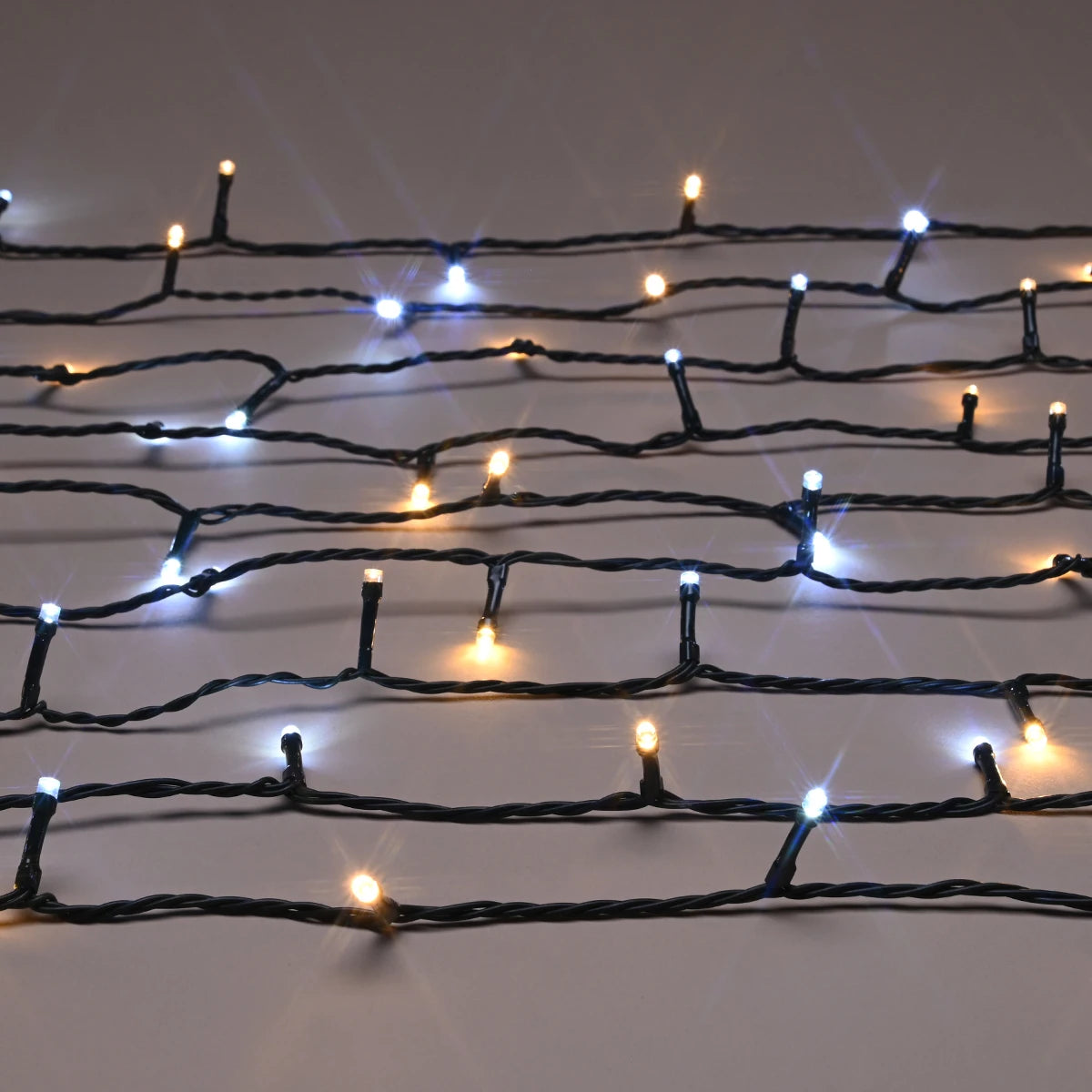 100 LED Outdoor Battery Fairy Lights Green Cable 9.9m