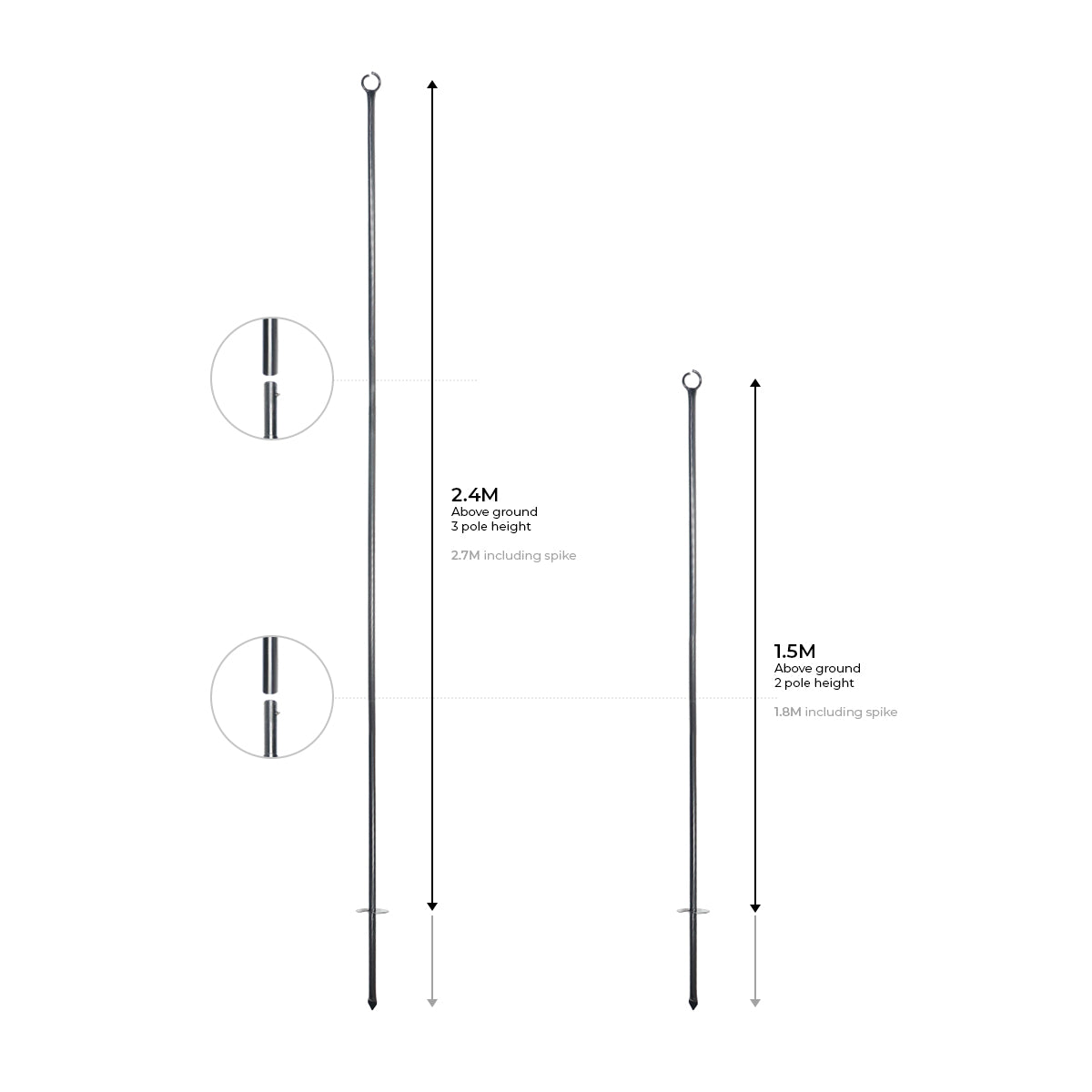 Steel Festoon Pole 1.5m or 2.4m