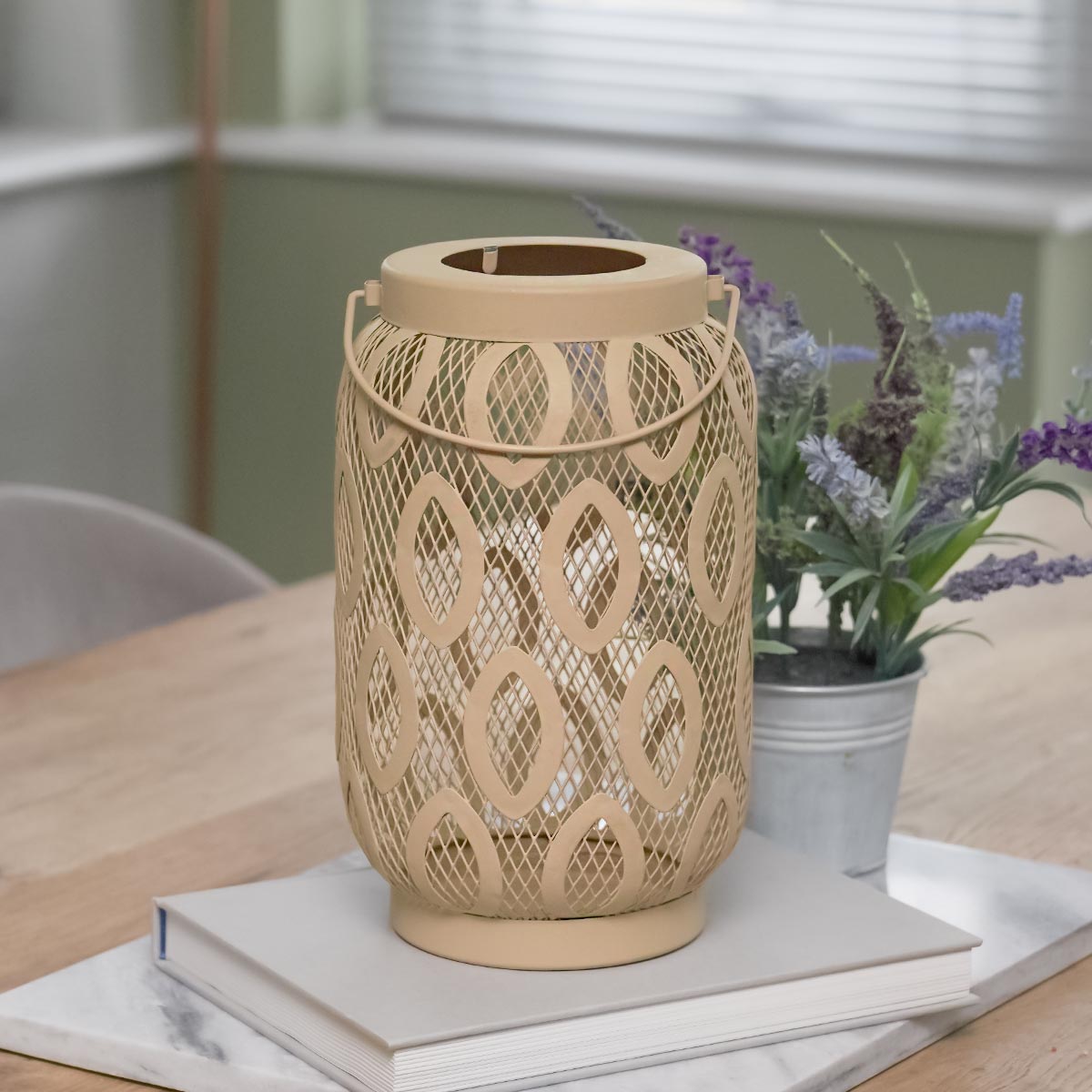 Indoor and Outdoor Metal Garden Table Lantern, 26cm