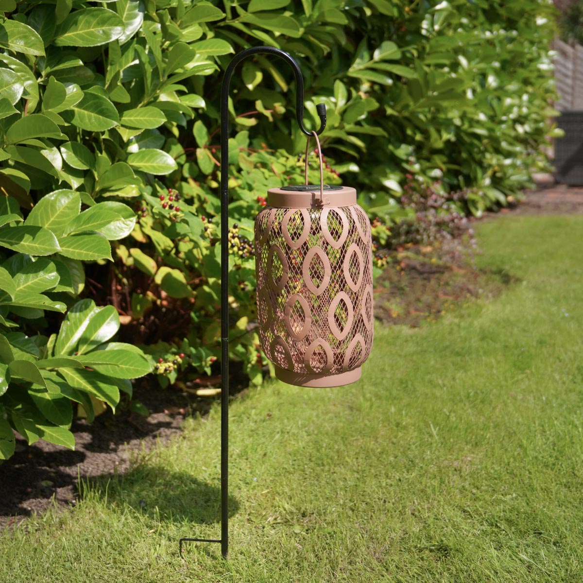 26cm Solar Metal Hanging Table Lantern, White, Warm White and Colour Changing LEDs