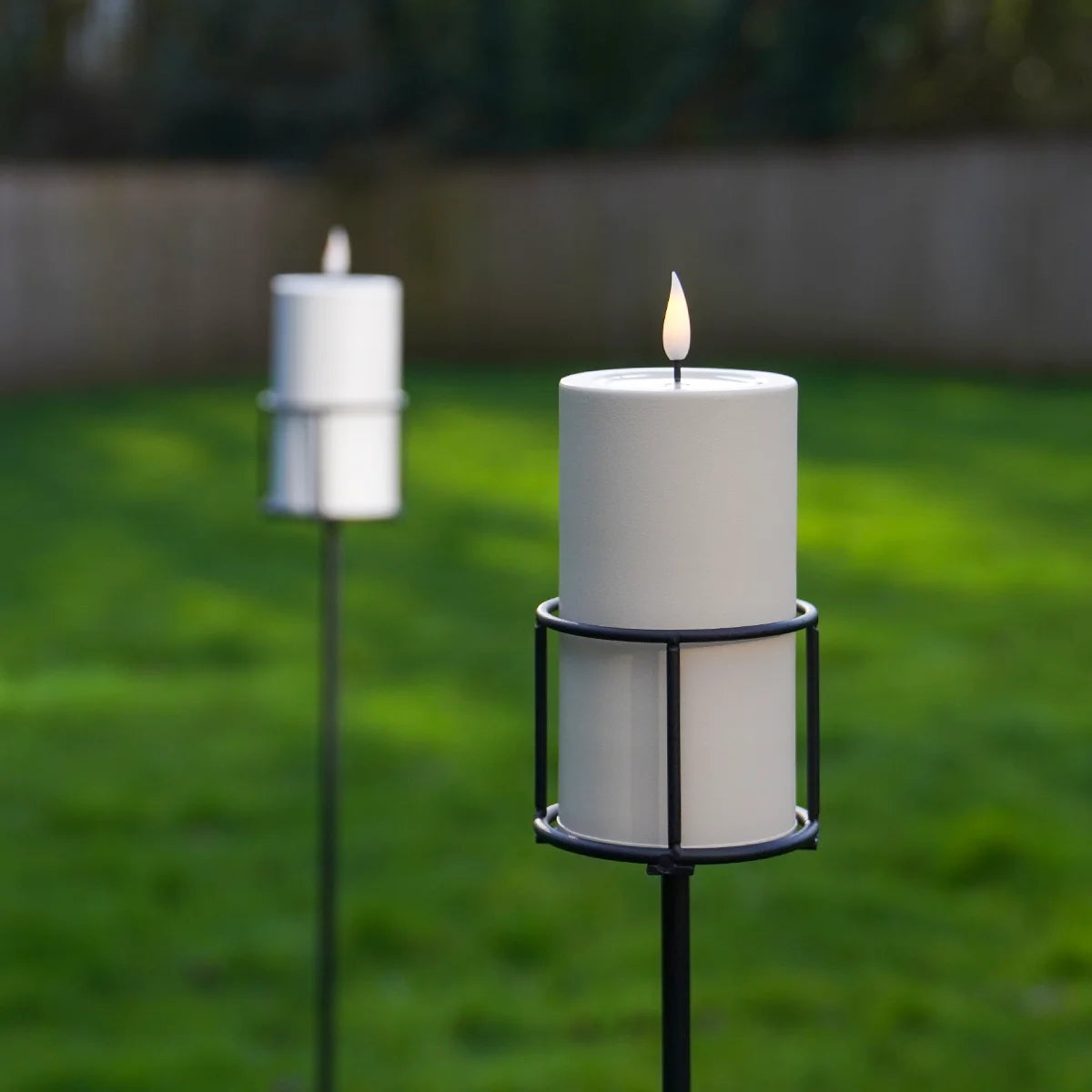 Metal Garden Stake with Cream Ember™ Outdoor Candle