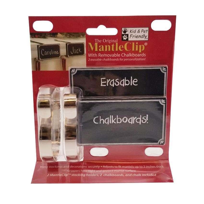 Personalised Mantle Clips with Chalkboard, 2 Pack