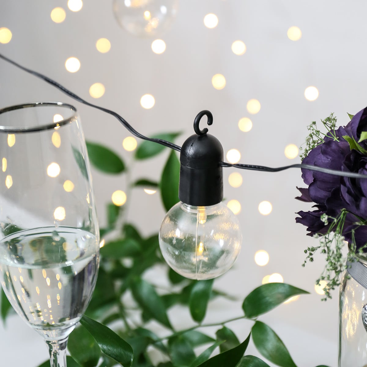 10 Warm White Outdoor Battery Festoon Lights Clear Bulbs