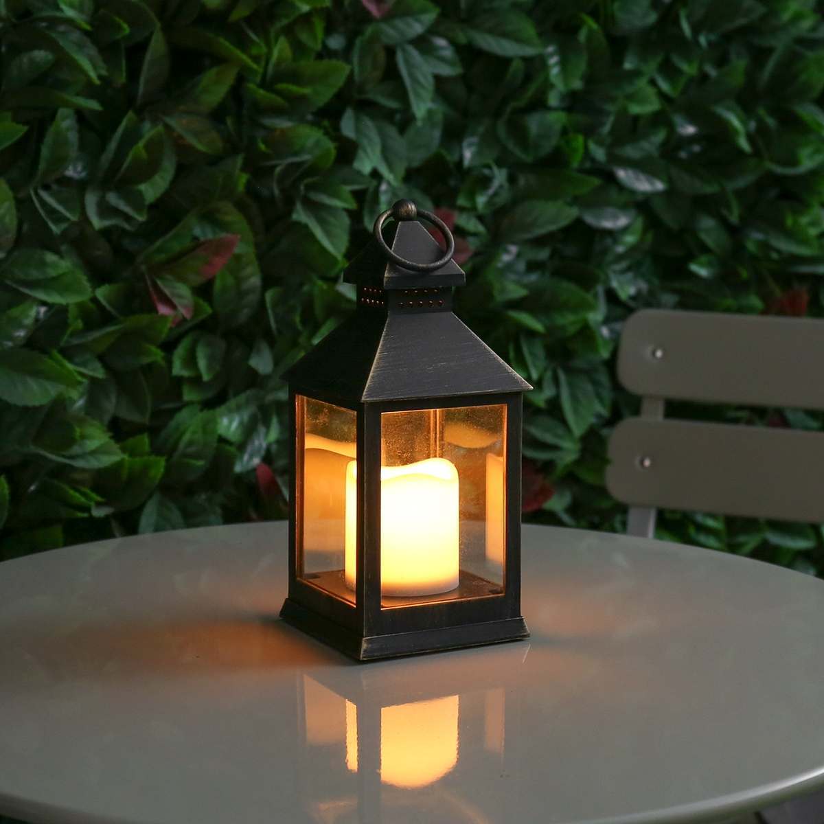 Outdoor Battery Flickering Candle Lantern, 24cm