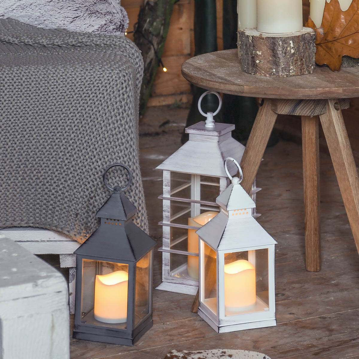 Outdoor Battery Flickering Candle Lantern, 24cm