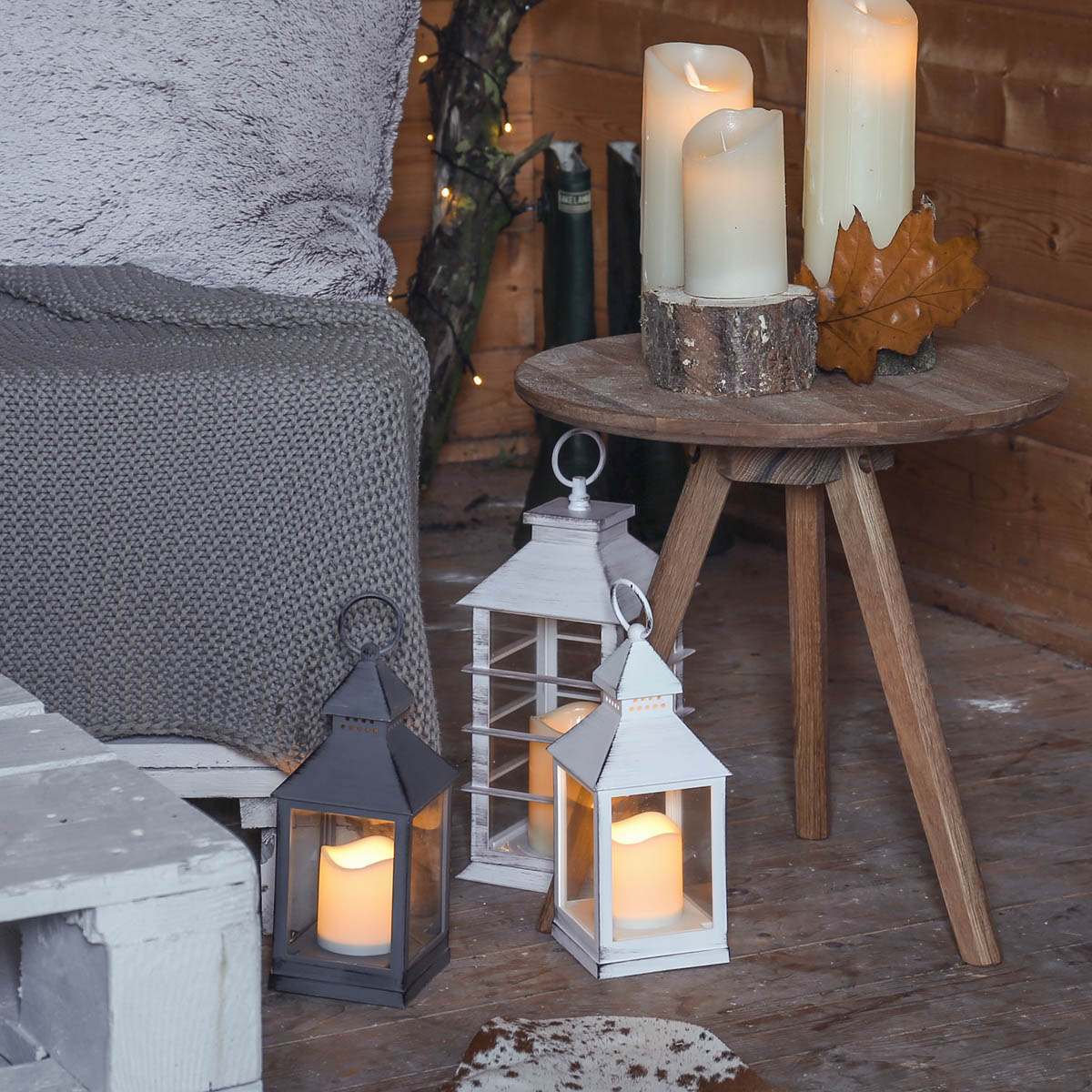 Outdoor Battery Flickering Candle Lantern, 24cm