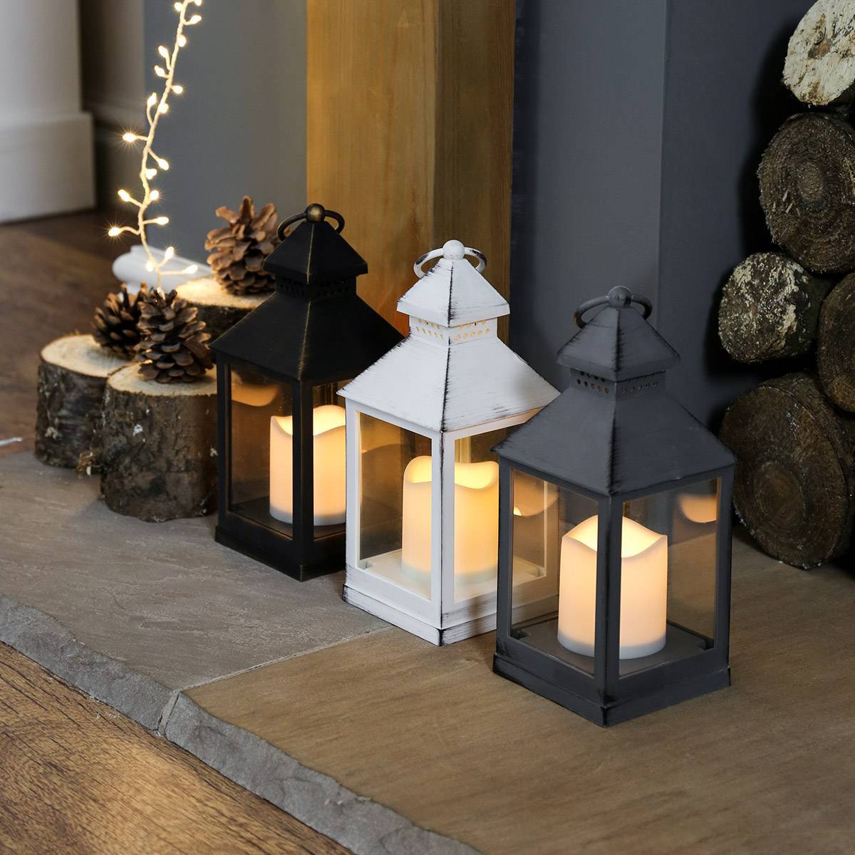 Outdoor Battery Flickering Candle Lantern, 24cm
