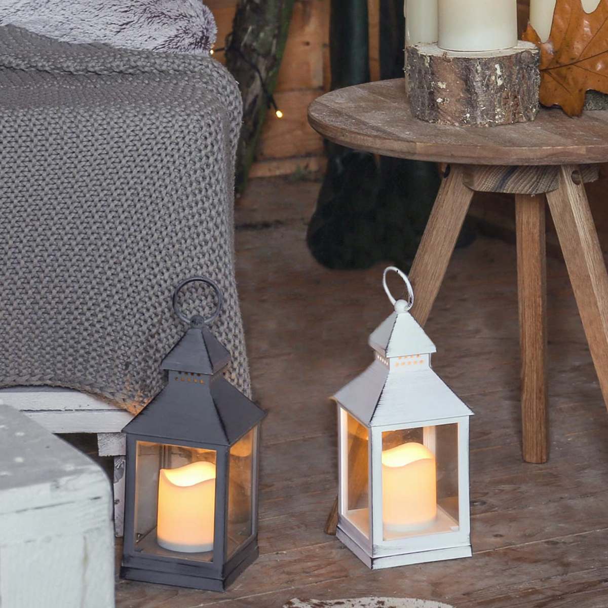 Outdoor Battery Flickering Candle Lantern, 24cm