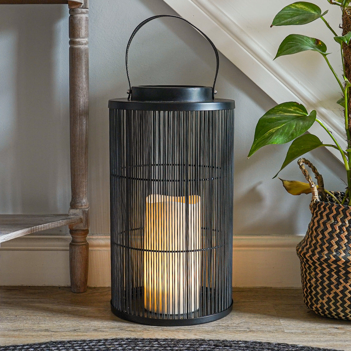 Indoor & Outdoor Battery Alta Candle Lantern, Black