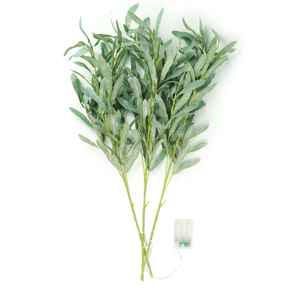 3 Battery Olive Leaf Branch Lights 60 Warm White LEDs