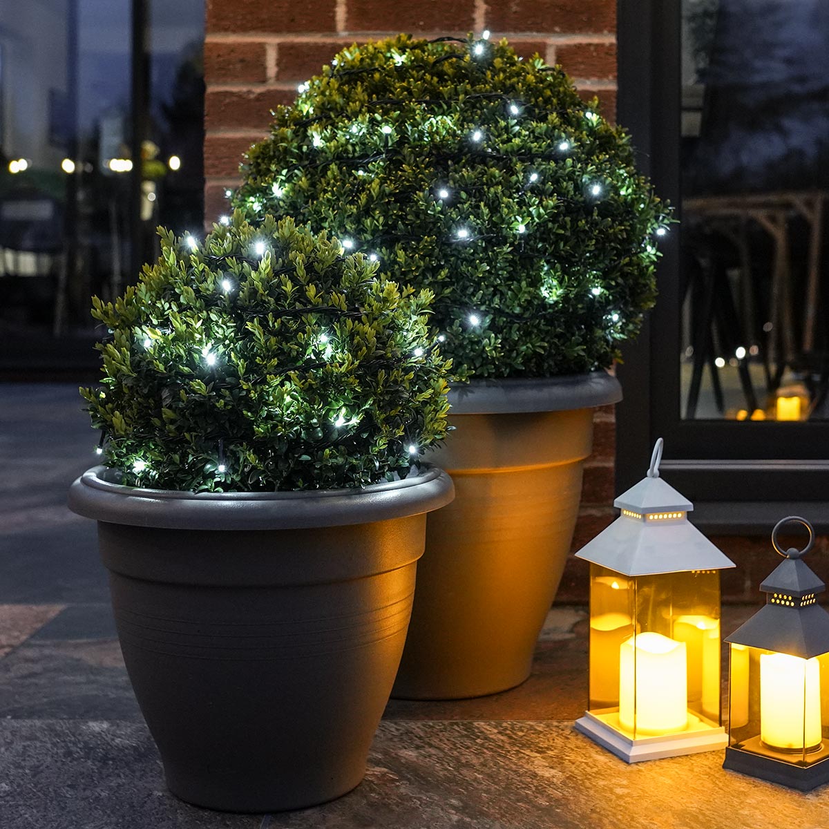 ConnectGo® Outdoor LED Fairy Lights, Connectable, Dark Green Cable