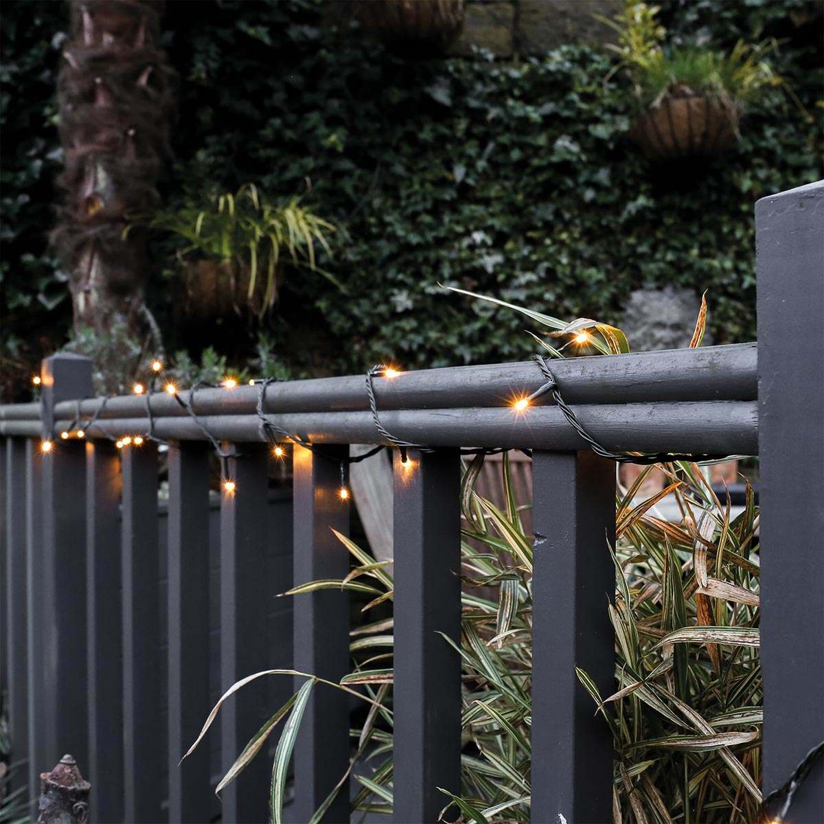 ConnectGo® Outdoor LED Fairy Lights, Connectable, Dark Green Cable