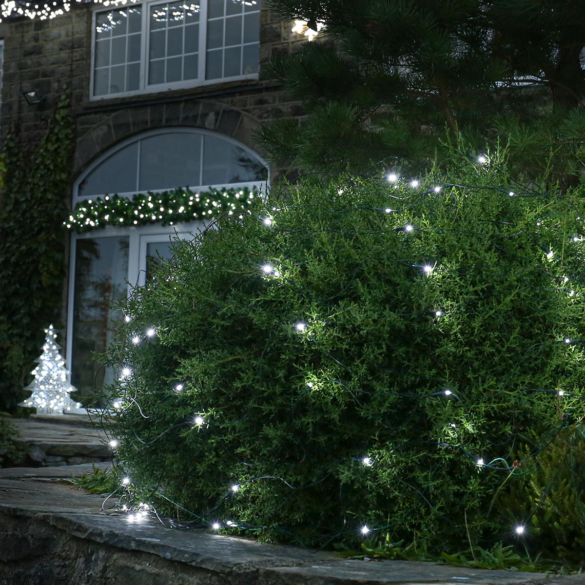 ConnectGo® 2m x 2m Connectable Net Lights, Dark Green Cable