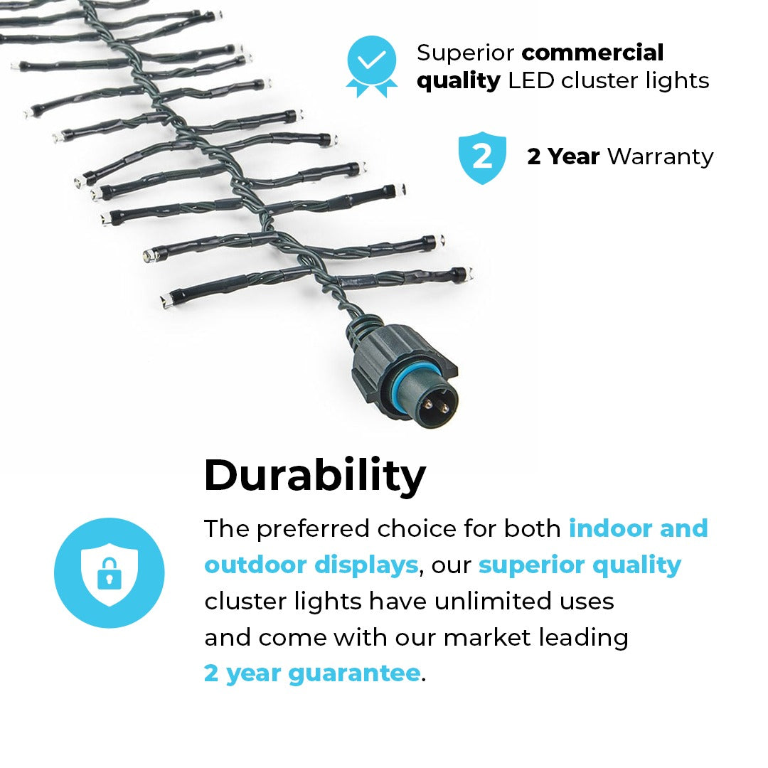 ConnectGo® Outdoor LED Cluster Lights, Connectable, Green Cable