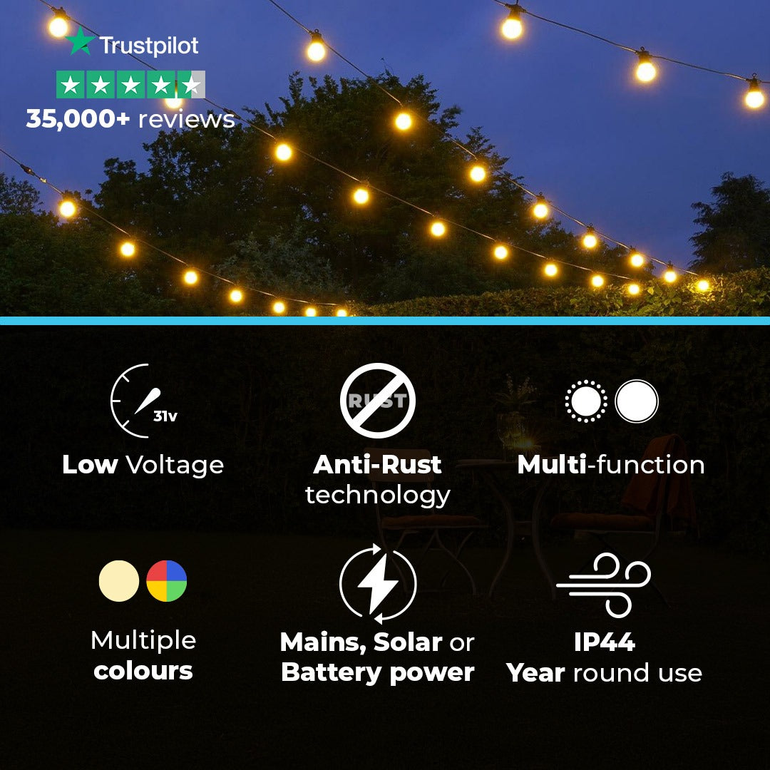ConnectGo® Festoon Lights, Connectable, Frosted LED Bulbs