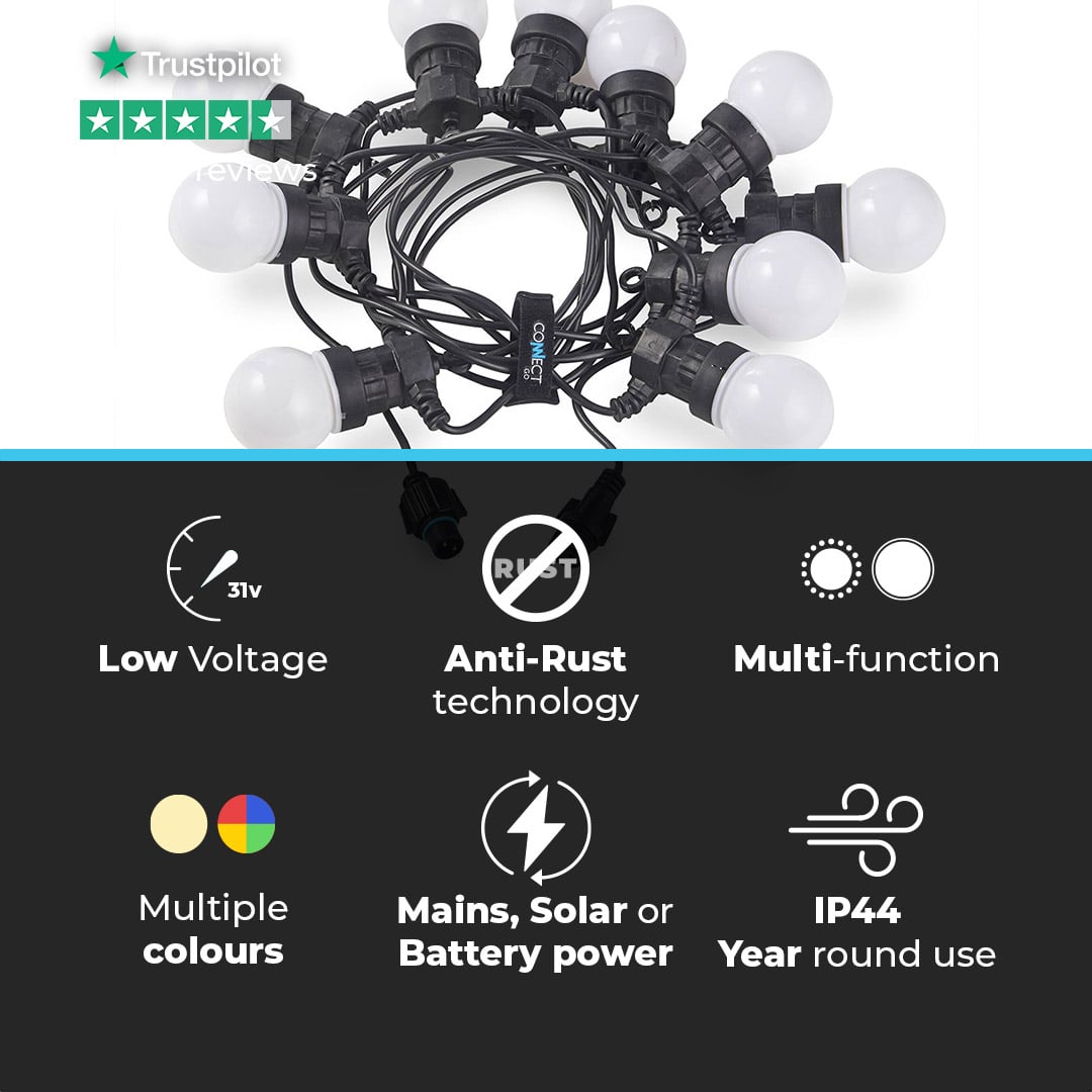 ConnectGo® Festoon Lights, Connectable, Frosted LED Bulbs