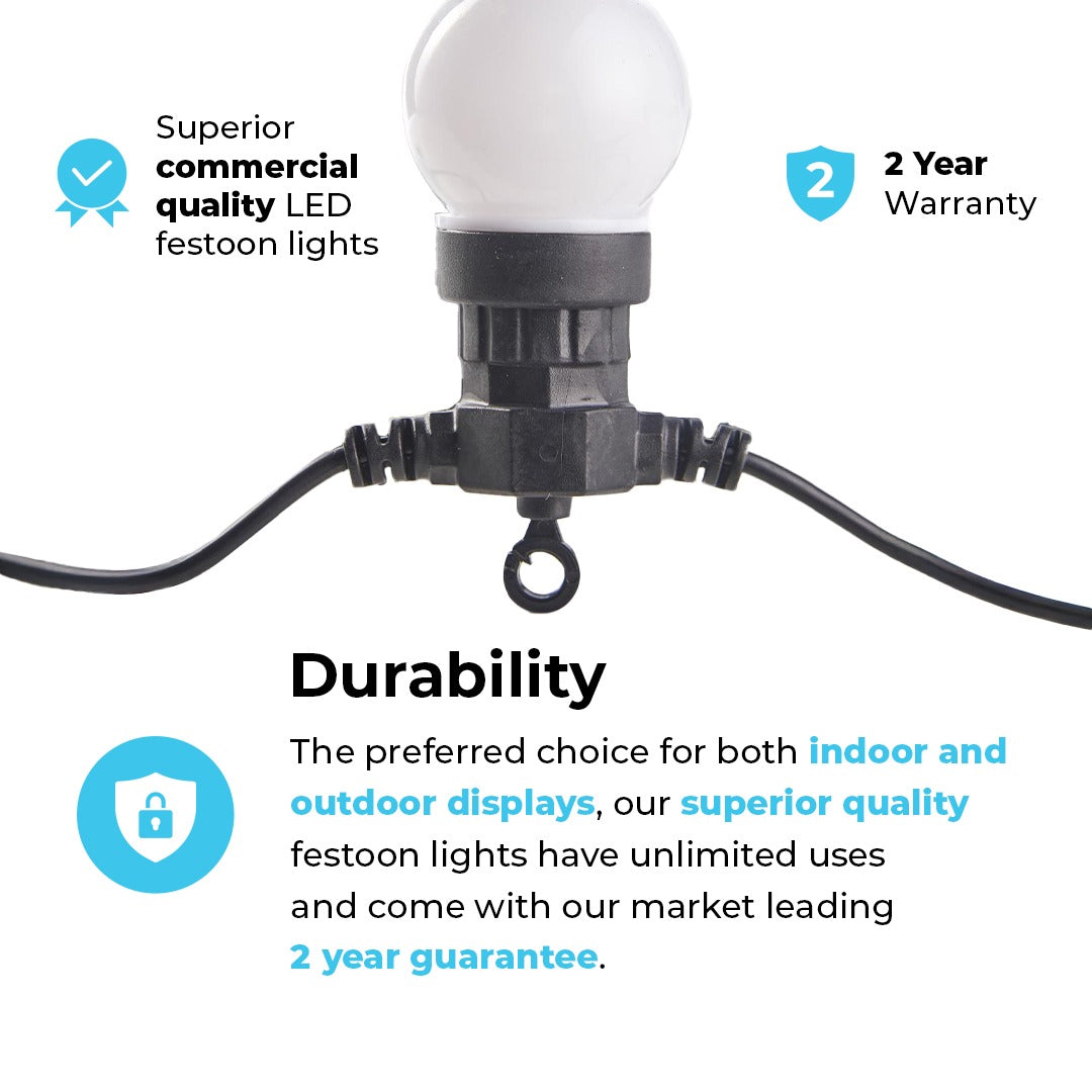 ConnectGo® Festoon Lights, Connectable, Frosted LED Bulbs