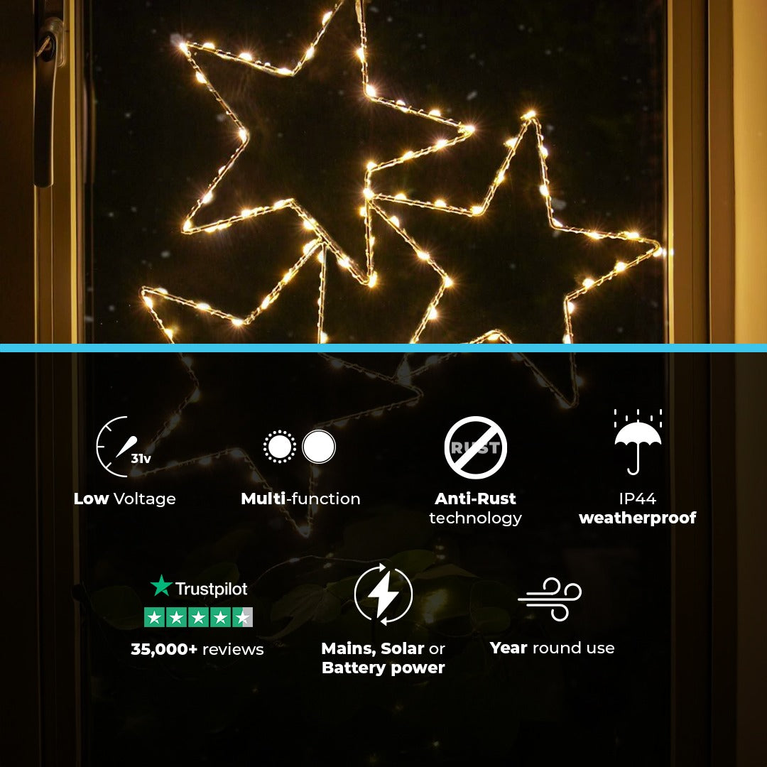 ConnectGo® 43cm Connectable Warm White LED Outdoor Wire Star Light