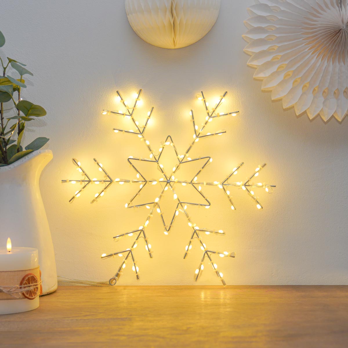 ConnectGo® Outdoor Wire Snowflake Christmas Silhouette, Connectable