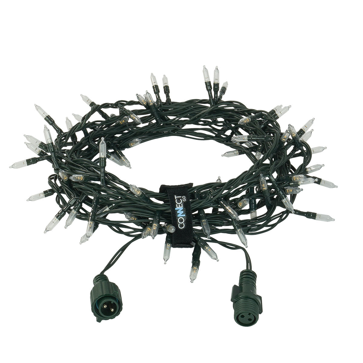 ConnectGo® Outdoor LED Vintage String Lights, Connectable, Dark Green Cable