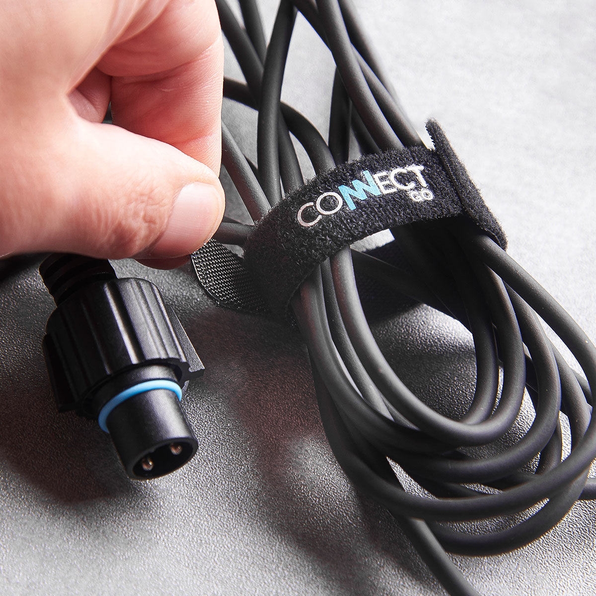 Connectable Festoon Lights with G50 Clear Filament Effect Bulbs on Black Rubber Cable