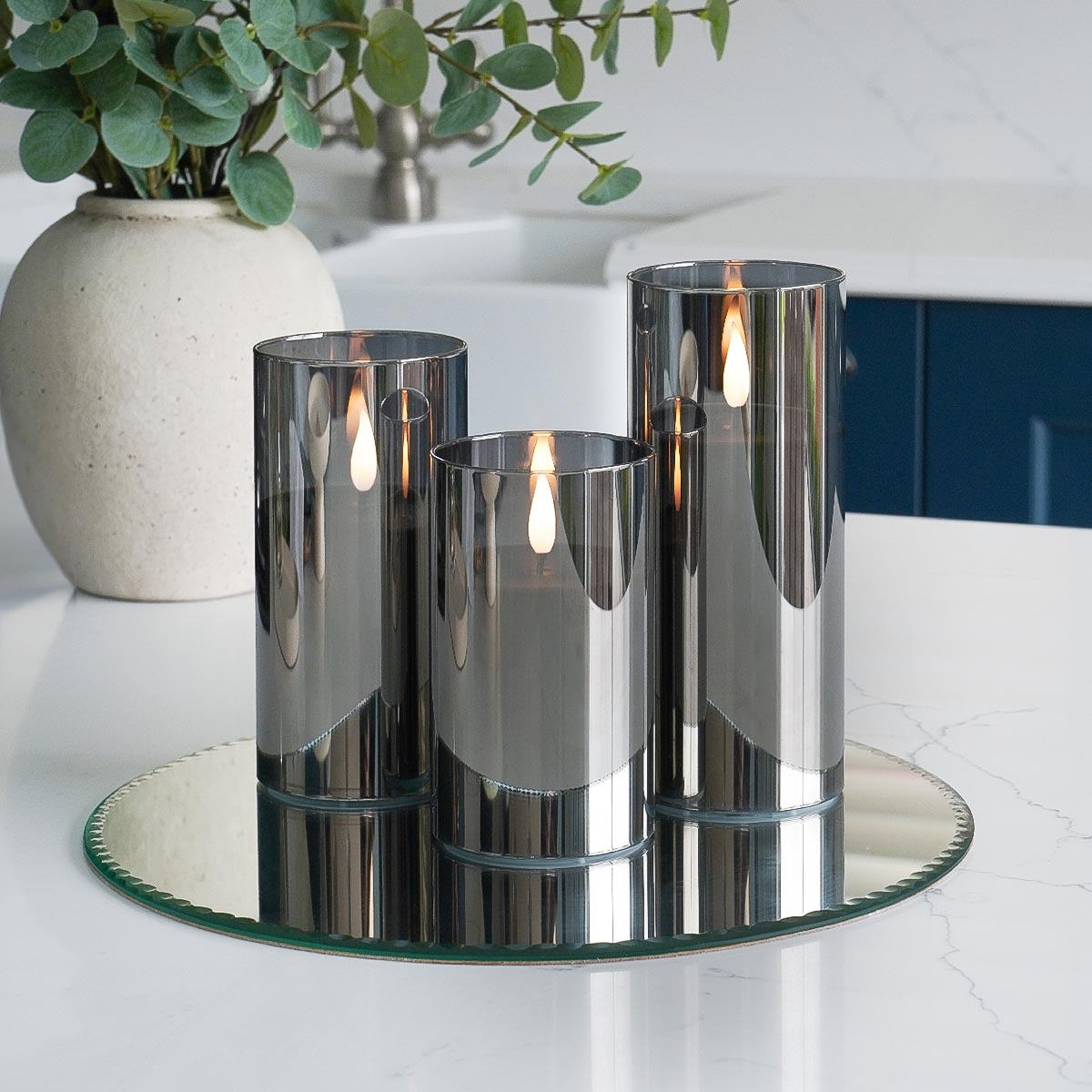 Ember™ Smoked Glass Hurricane LED Candle