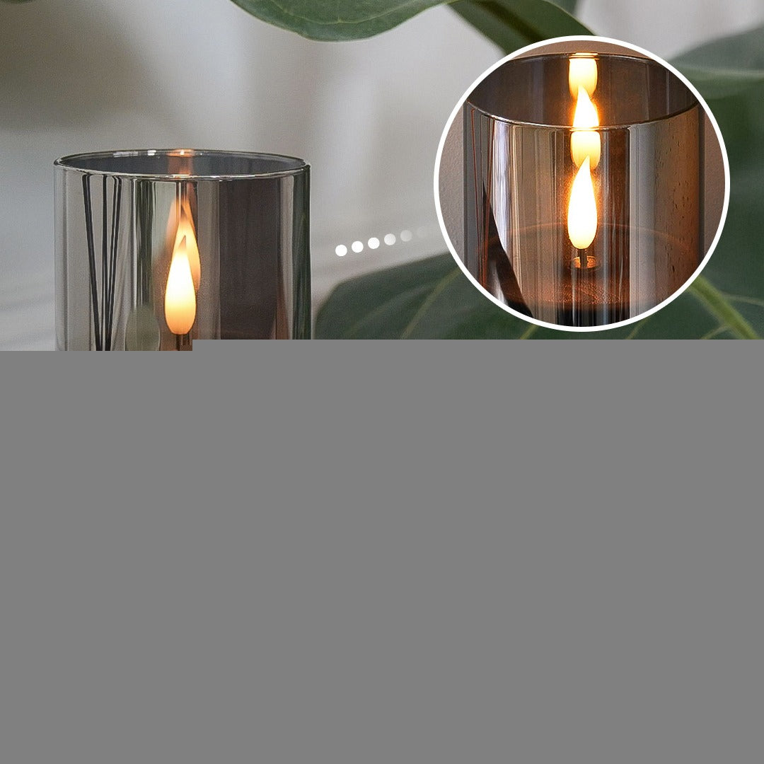 Ember™ Smoked Glass Hurricane LED Candle